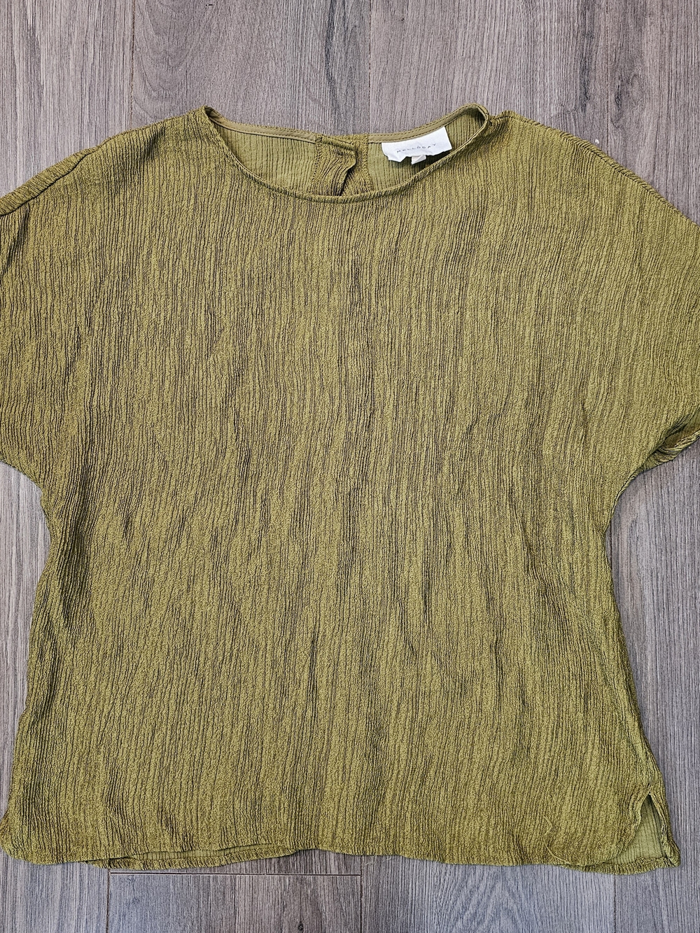 MELLODAY Olive Green Textured Short Sleeve Top